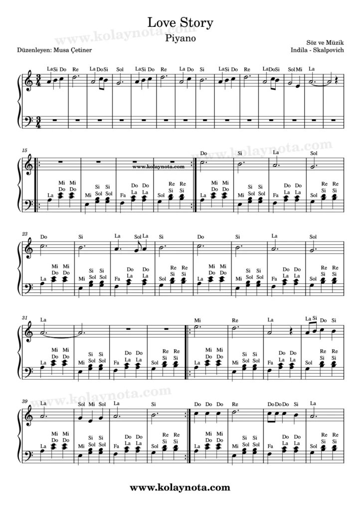 Indila - Love Story şarkısının piyano düzenlemesi
