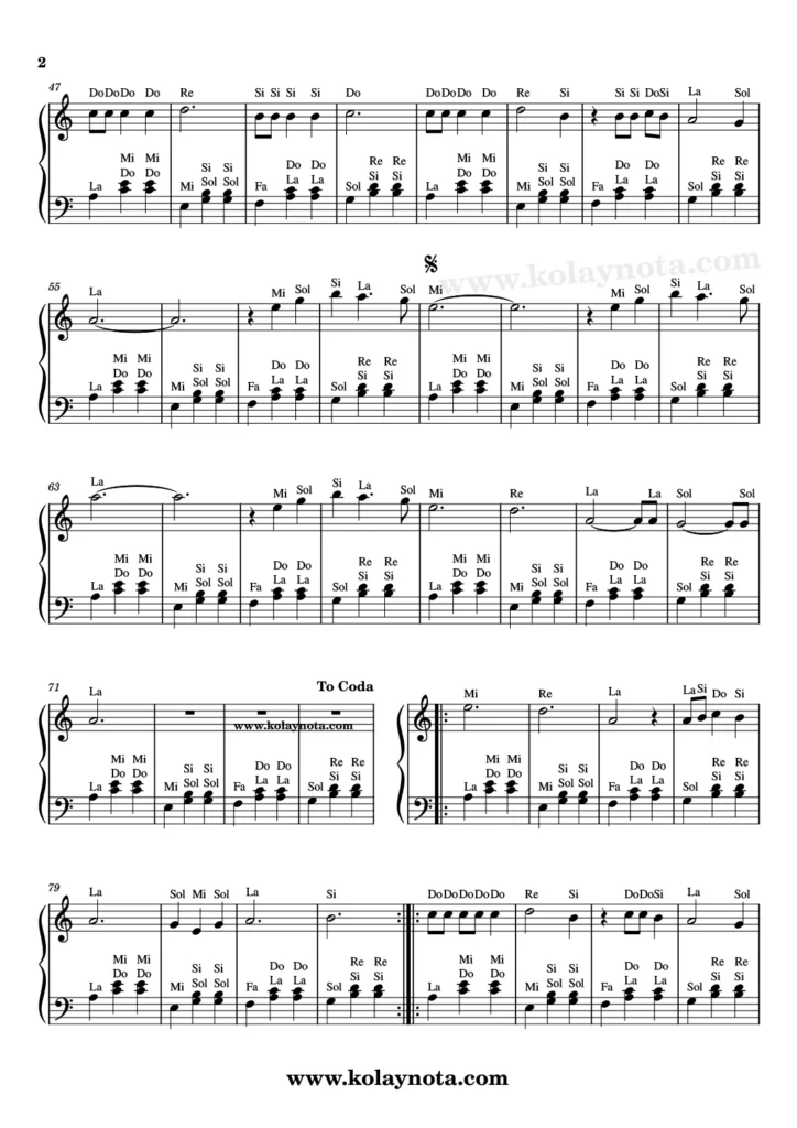 Indila - Love Story - Piyano Nota - 2