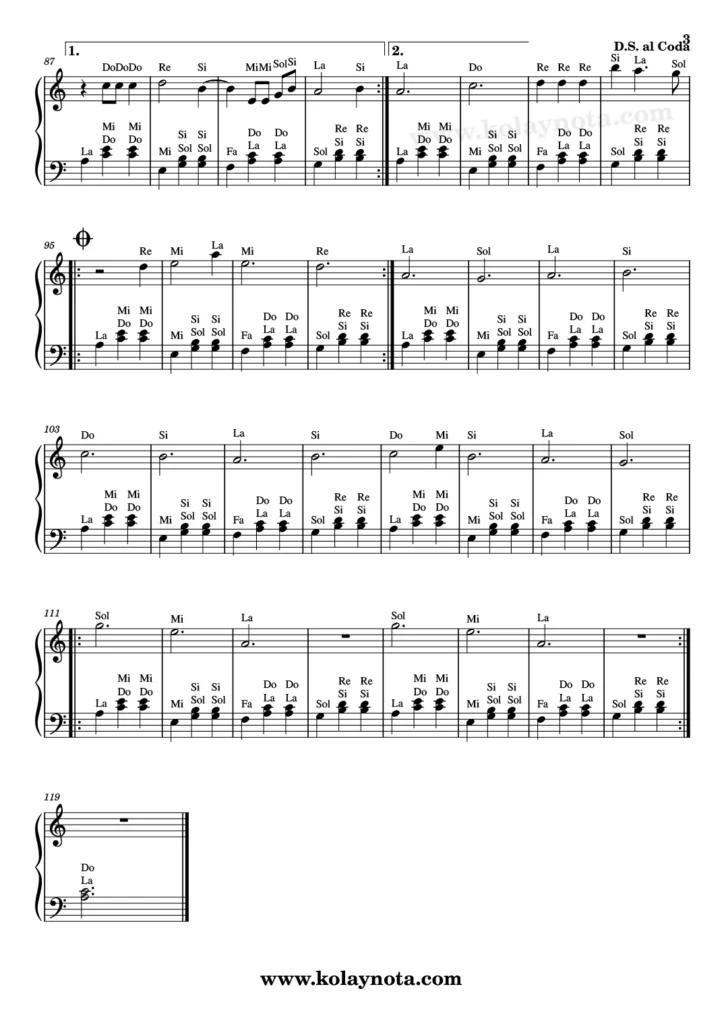 Indila - Love Story - Piyano Nota - 3