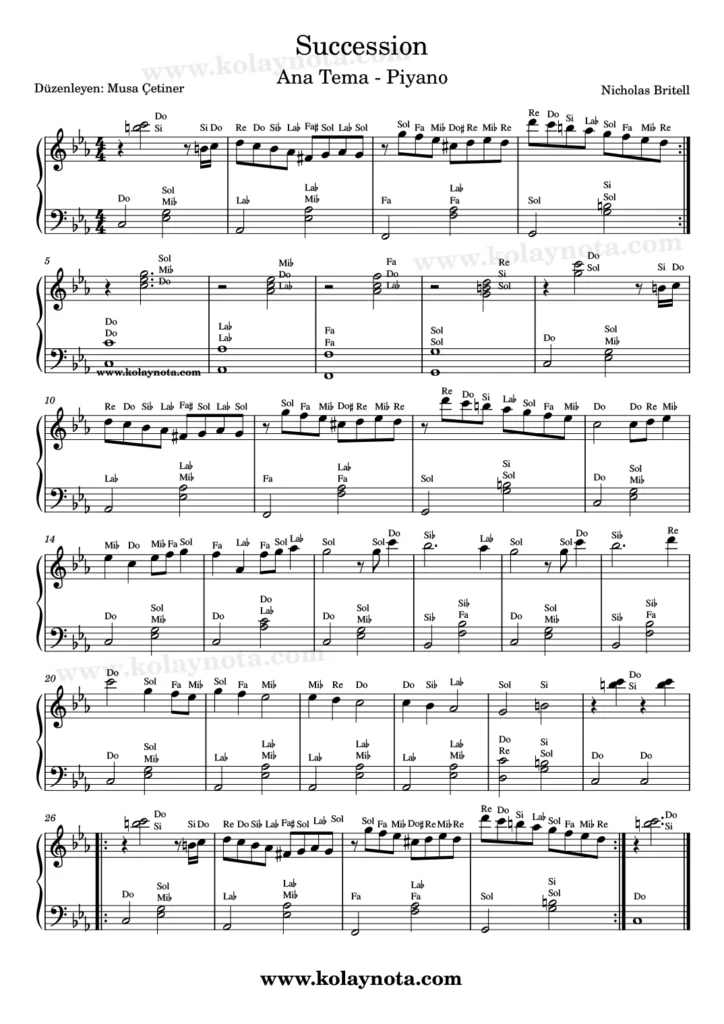 Succession piyano düzenlemesi
