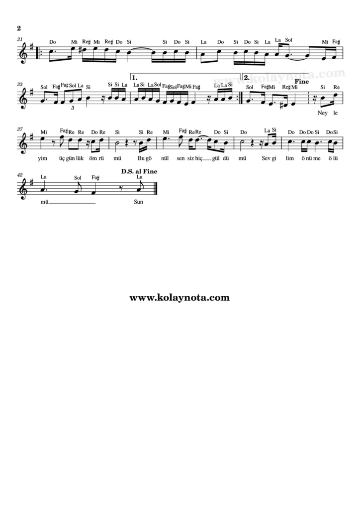 Emre Altuğ - Neyleyim - Nota - 2