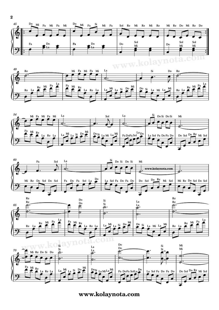 La Valse D'Amelie - Piyano Nota - 2