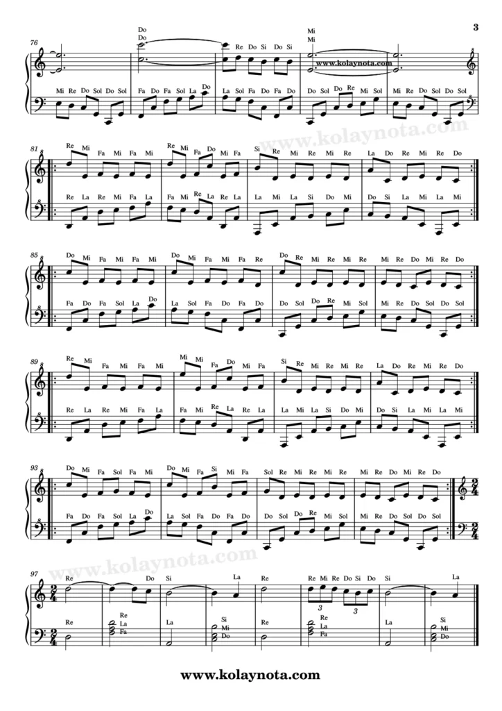 La Valse D'Amelie - Piyano Nota - 3