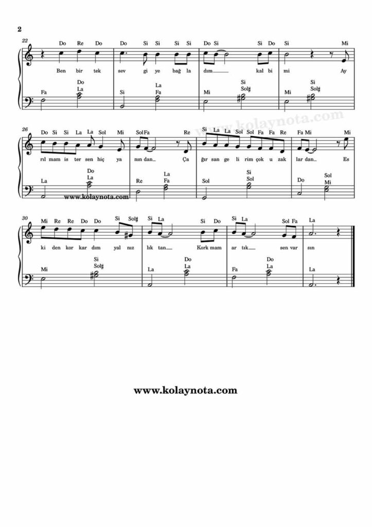 Ben Varım - Piyano Nota - 2