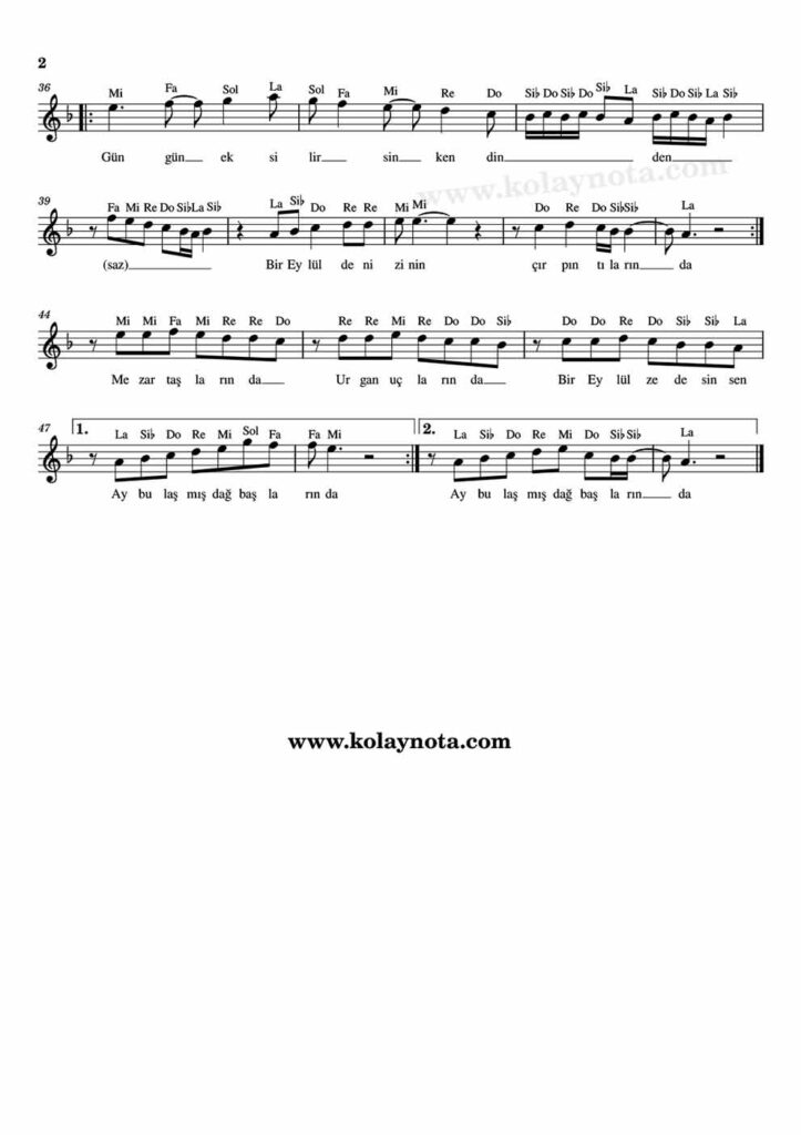 Eylülzede - Nota - 2