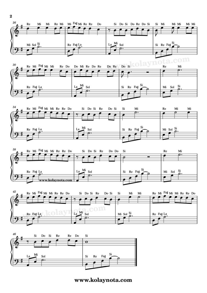 Ela Mana - Piyano Nota - 2