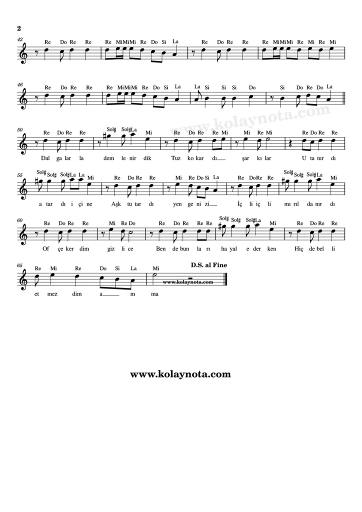 Giderdi Hoşuma - Nota - 2