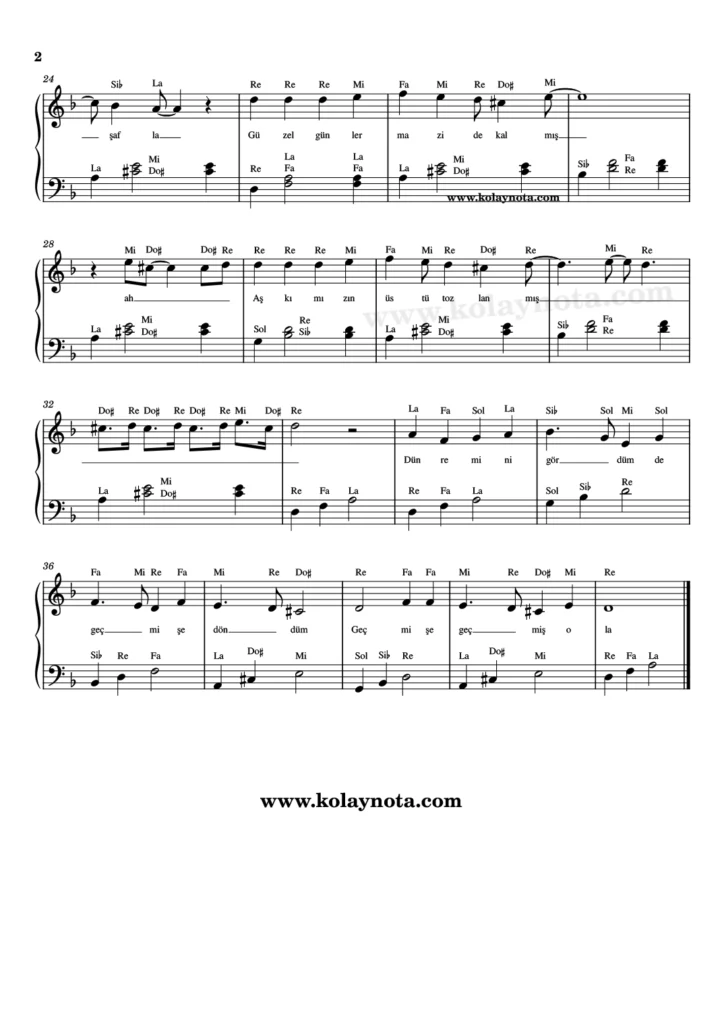 Ayy / Ben Hala Rüyada - Piyano Nota - 2