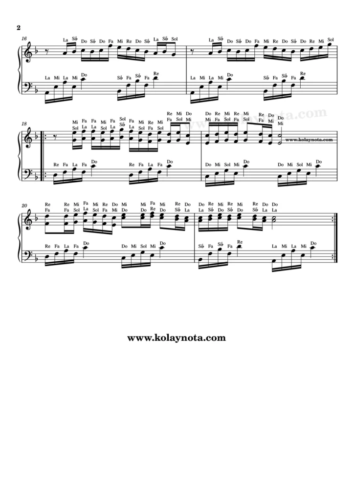 Hacel Obası - Piyano Nota - 2