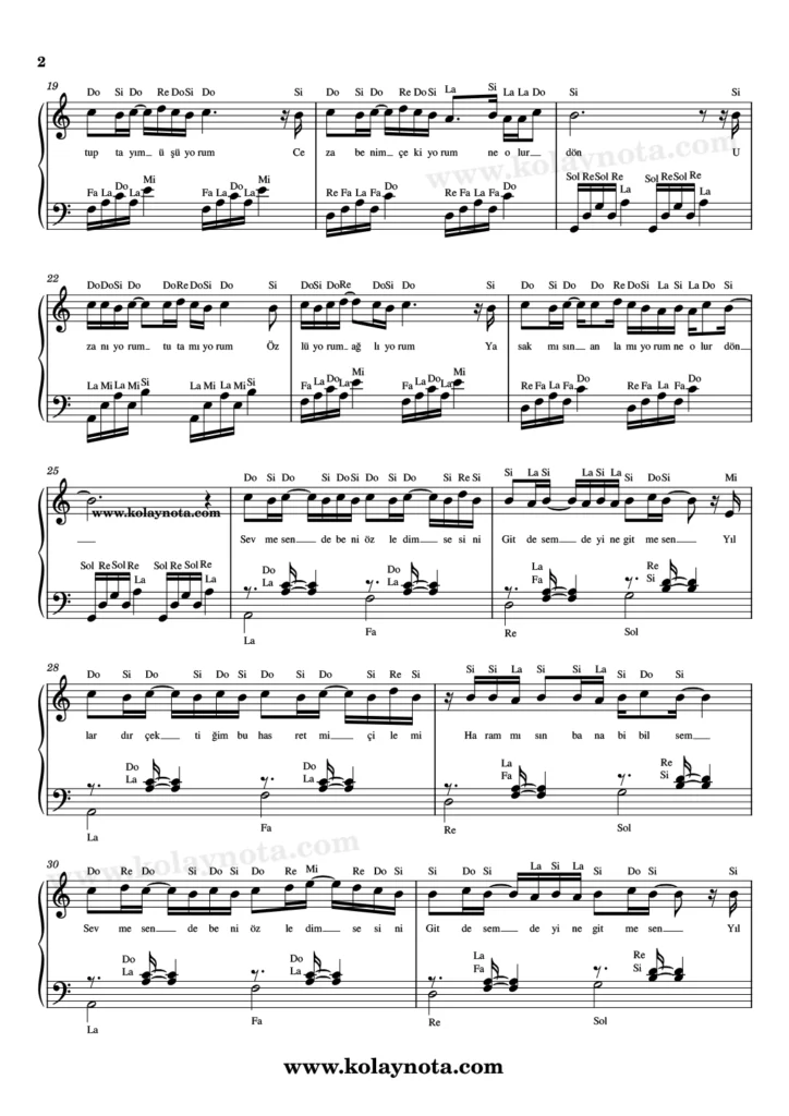 Hayalet Sevgilim - Piyano Nota - 2