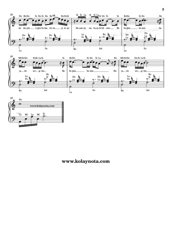 Hayalet Sevgilim - Piyano Nota - 3