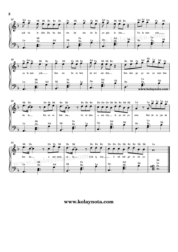 BLOK3 - Kusura Bakma - Piyano Nota - 2