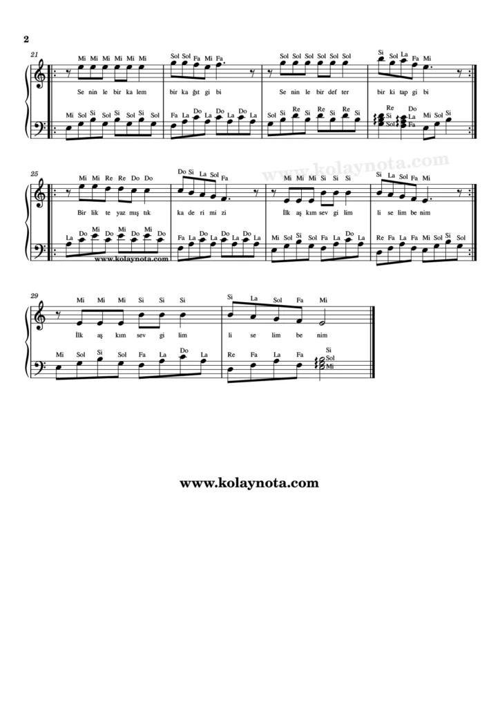 Liselim - Piyano Nota - 2