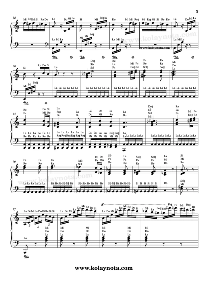 Für Elise - Piyano Nota - 3