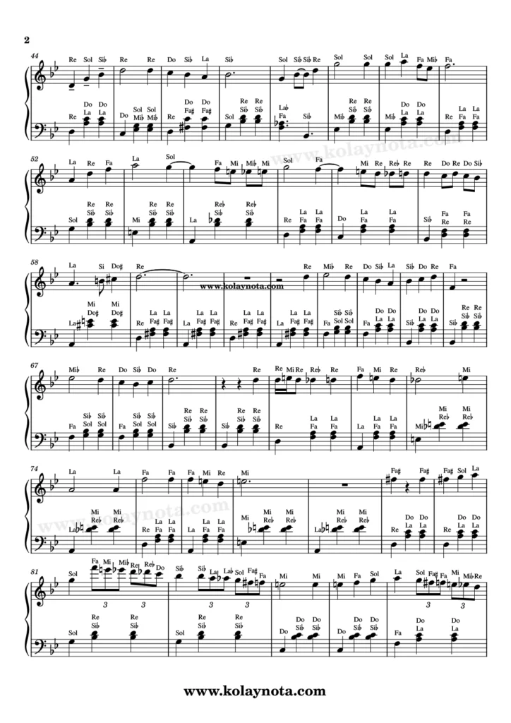 Merry-Go-Round of Life - Piyano Nota - 2