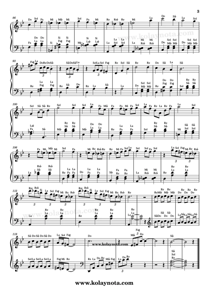 Merry-Go-Round of Life - Piyano Nota - 3