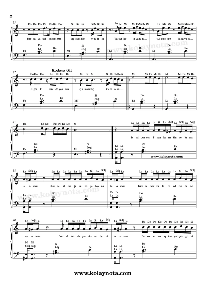 Eypio, Yeraltı - Piyano Nota - 2