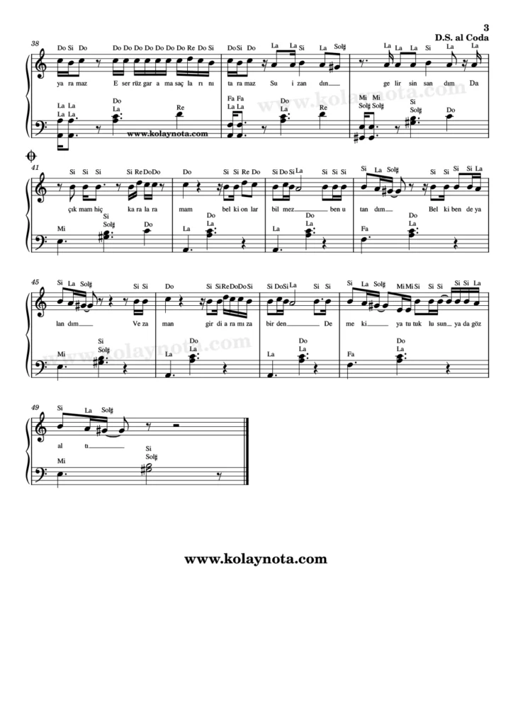 Eypio, Yeraltı - Piyano Nota - 3