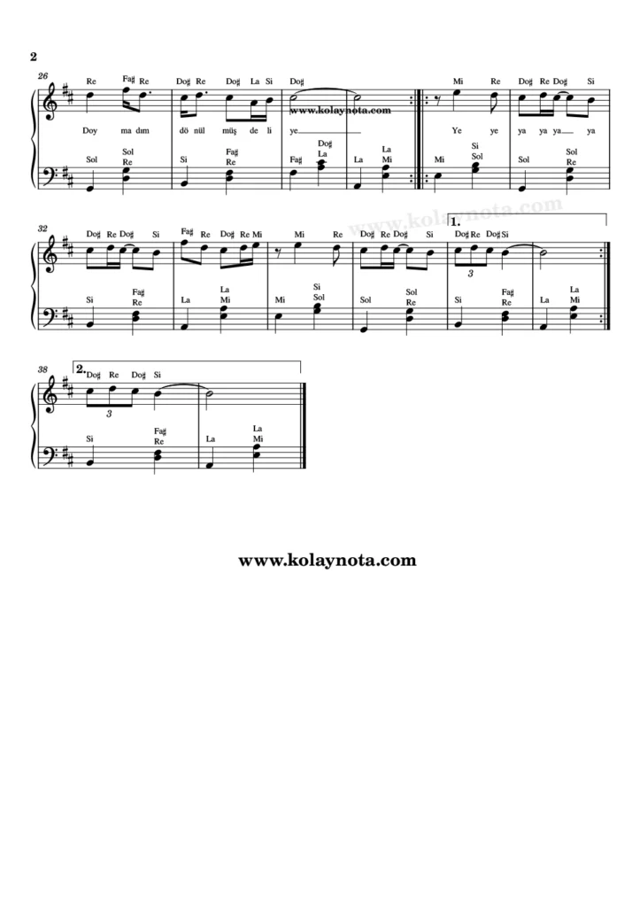 Duman, Helal Olsun, piyano düzenlemesi. Sayfa 2